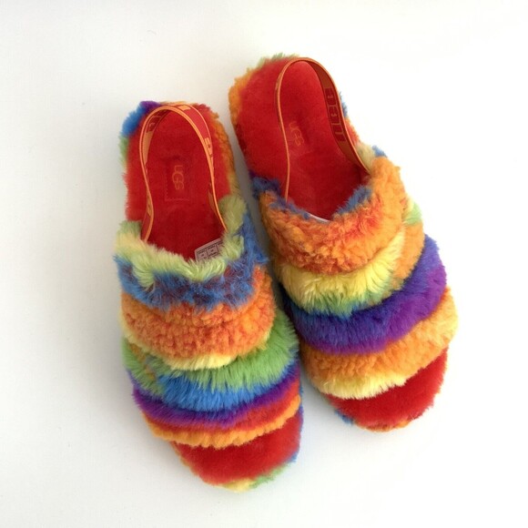 New UGG Australia Rainbow Fluff Yeah Slide Cali Collage Sandals 9 - Picture 10 of 12